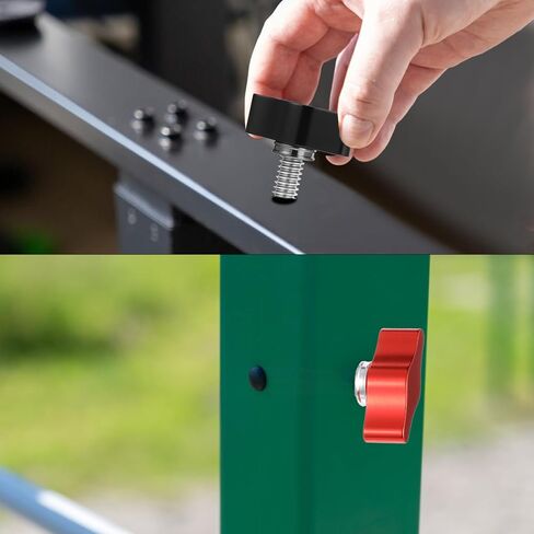 4 Pieces 1/4-20 x 1-1/4 Inch Thumb Screws Wing Knob Bolt Adjustable Tee Wing Aluminum Knob Stainless Steel Thread Thumb Screw for Outdoor Indoor Woodworking (Black & Red) in Saudi Arabia
