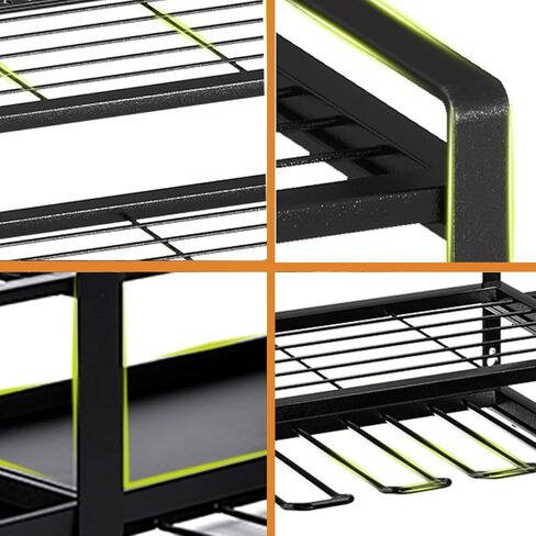 32" W Large Power Tool Organizer Wall Mount, 4 Tiers Heavy Duty Metal Garage Storage Racks, Drill Hanger Storage Rack with 8 Drills Holder, Utility Racks for Garage Workshop in Saudi Arabia