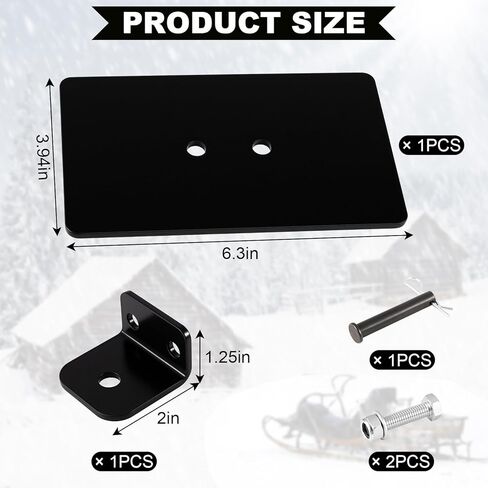 2 Pack Universal Rear Sled Receiver Hitch with Pin Heavy Duty Rear Snow Sled Tow Hitch Adapter for Linking Sleds, Alloy Steel Powder Coated (Black) in Saudi Arabia