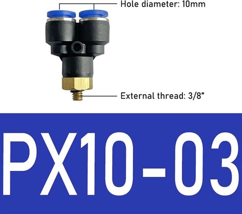 1 قطعة تركيب موصل الهواء الهوائي PX 4 مللي متر 6 مللي متر 8/10 مللي متر الموضوع M5 1/8 "1/4" 3/8 "1/2" BSPT تركيبات خرطوم بلاستيك Y-شكل تي شيرت (PX10-03) in Kuwait