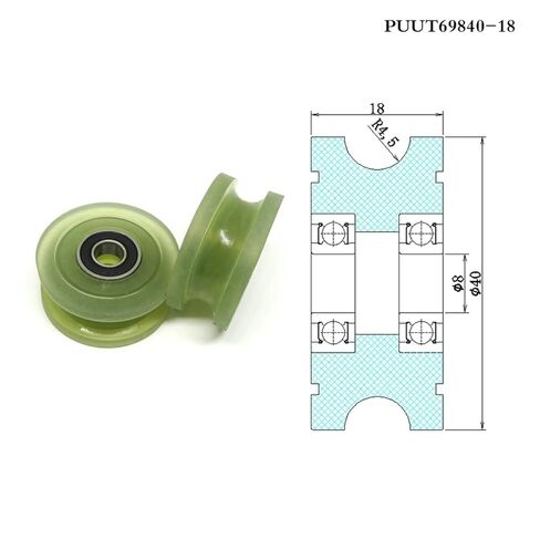 2 قطع 40 مم OD PU مطلية بعجلات أخدود على شكل حرف U مع محامل 698RS مزدوجة PUUT69840-18 8x40x18 ملم بكرات تحمل البولي يوريثين in Kuwait