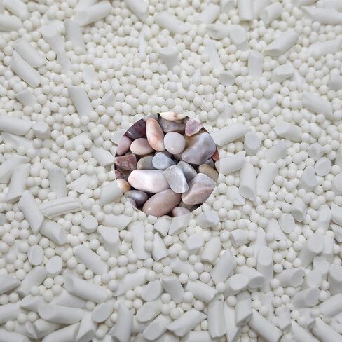 13 oz Rock Tumbler Media - Mixed Shape Non-Abrasive Ceramic Filler Pellets - 1/8" Balls & 1/5" x3/8" Angled Cylinders - Reusable Stone Polishing Media (13 OZ) in Saudi Arabia