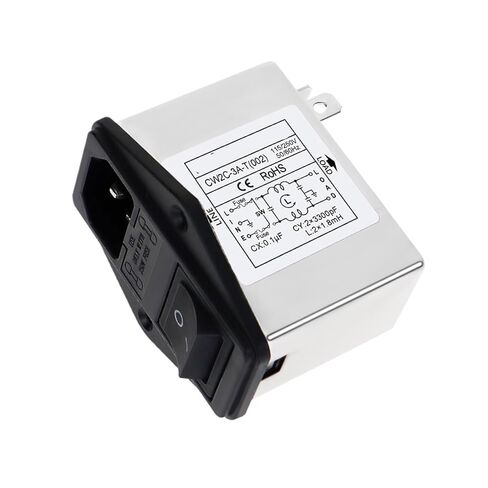 CW2C-3A/6A/10A-T(002) مقبس تأمين مزدوج أسود مفتاح فلتر طاقة 220 فولت (CW2C-6A-T 002) in Saudi Arabia