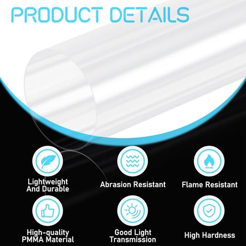 Pangda 4 Pcs 4" OD x 15.5" Clear Acrylic Pipe Plastic Tube 96mm ID x 100mm OD x 2mm Wall Thickness Round Rigid Long Pipe for Plumbing, Water Cooling System, Lamps and Lanterns Accessories in Saudi Arabia