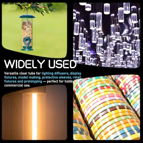 Pangda 4 Pcs 4" OD x 15.5" Clear Acrylic Pipe Plastic Tube 96mm ID x 100mm OD x 2mm Wall Thickness Round Rigid Long Pipe for Plumbing, Water Cooling System, Lamps and Lanterns Accessories in Saudi Arabia