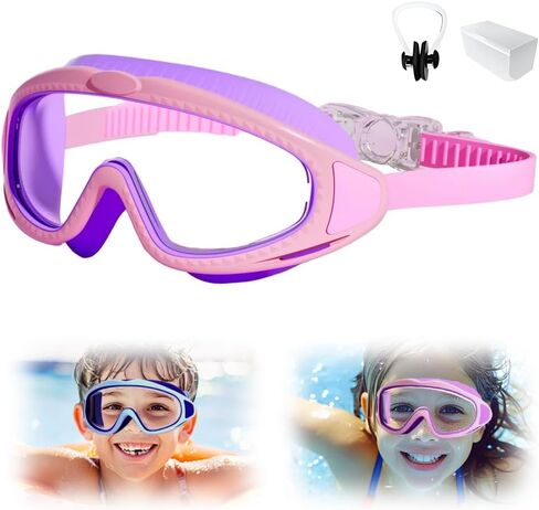 Kids Swim Goggles, 2026 New Wide View Anti-Fog Waterproof Swimming Goggles for Children Ages 3–14 in Saudi Arabia
