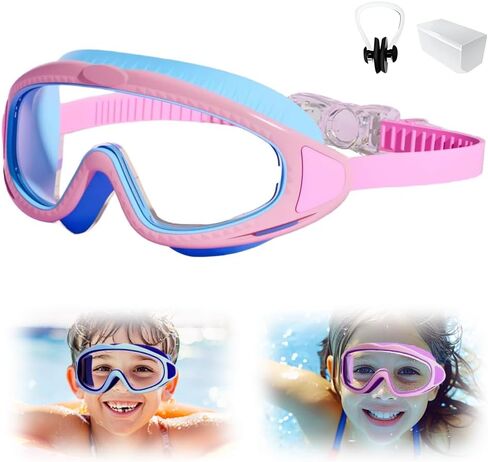Kids Swim Goggles, 2026 New Wide View Anti-Fog Waterproof Swimming Goggles for Children Ages 3–14 in Saudi Arabia