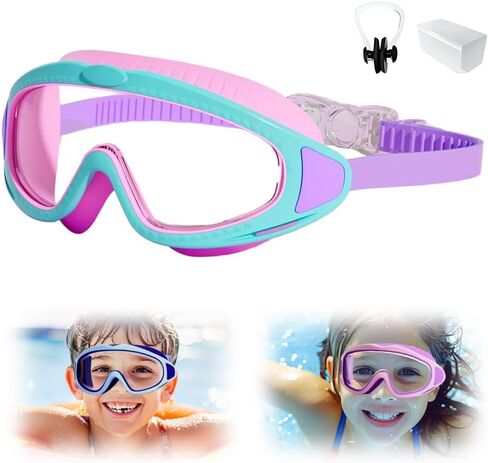 Kids Swim Goggles, 2026 New Wide View Anti-Fog Waterproof Swimming Goggles for Children Ages 3–14 in Saudi Arabia
