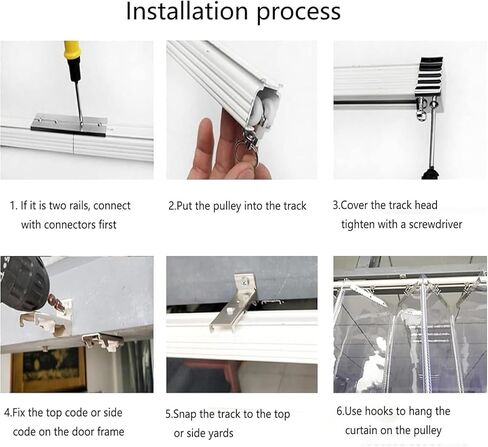 طقم ستائر شريط PVC كامل، حاجز باب منزلق شفاف مقاس 165 × 240 سم، ستارة بلاستيكية متينة قابلة للطي لسهولة الوصول وفصل المساحة in Kuwait