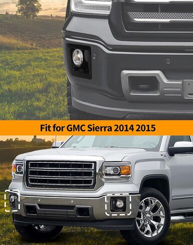 Hoolcar Chrome Front Fog Light Trim Cover Fit for GMC Sierra 2014 2015 Exterior Accessories Front Fog Lamp Decor Bezels Frame Spot Lights Bezel in Saudi Arabia