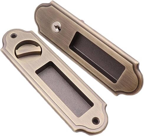 Movable Sliding Door Lock Handle Locks Keyed Privacy Door Security Door Lock 1Pcs(Silver) in Saudi Arabia