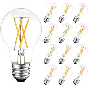 GvvooHome Dimmable E26 LED Bulb 6W، ما يعادل 60 واط، لمبات LED Edison عتيقة 2700K أبيض ناعم، A19 لمبة إضاءة LED زجاجية شفافة لمروحة السقف، 90+CRI، 600LM، 6 عبوات in Kuwait