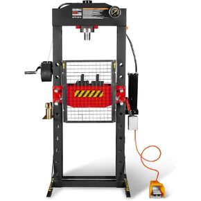 مكبس متجر هوائي/هيدروليكي بإطار على شكل حرف H من MechMaxx 30 طن مع ونش يدوي ومجموعة دبوس ضغط، إطار فولاذي ملحوم بالكامل، حارس أمان، تحكم في دواسة القدم، HSP30 in Kuwait