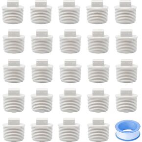 24Pack 3/4" PVC SCH40 Male Threaded Pipe End Cap Adaptor with Waterproof Tape - PVC Cleanout Plug(Includes Durable Adapters and Sealant Tape) in Kuwait