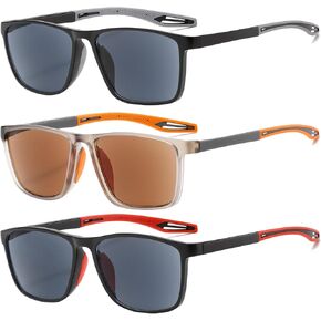 3-Pack Men's Reading Sunglasses Outdoor Sun Readers Sporty TR90 Frame UV400 Protection Full Magnification Lenses in Saudi Arabia