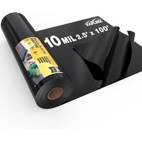 10 Mil Black Plastic Sheeting 10x100 FT – UV Protection Poly Sheeting Polyethylene Film, Black Plastic Rolls for Garden, Crawl Space Vapor Barrier, Construction, Landscaping, Weed, Moisture Control in Saudi Arabia