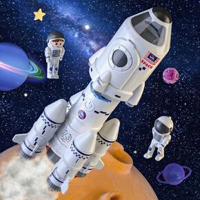 Space Rocket Toys for Kids 3 4 5 6 7 8 Year Old Boys, Kids Spaceship and Rocket with Astronauts Figures and Rocket Launcher for Indoor Outdoor, Birthday Toy for Boys Girls Age 3-5 in Saudi Arabia