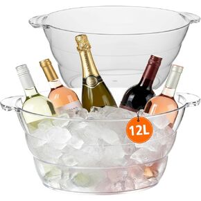 دلاء ثلج سعة 12 لتر للحفلات، عبوتان، حوض مشروبات شفاف بمقابض، مثالي لمبرد نبيذ الشمبانيا والبيرة مقاس 18.5 بوصة × 11.2 بوصة × 9.1 بوصة in Kuwait