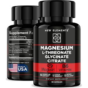 Magtein Magnesium L-Threonate – 2000mg Mag Complex with L Threonate, Glycinate, Citrate & Vitamin B6 – Brain Health, Memory, Focus & Mental Clarity | 300mg Elemental Magnesium | 90 Capsules in Saudi Arabia