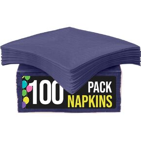 مناديل الحفلات الصلبة باللون الأزرق الداكن للاستعمال اليومي 100 قطعة من طبقتين باللون الأزرق الداكن فوط السفرة للعشاء السائبة للحفلات ومستلزمات الحفلات in Kuwait
