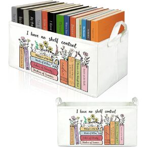 Book Lovers Gifts TBR Book Storage Basket with Back Side Pocket to Be Read List Storage Bin Reading Accessories for Club Members & Librarians Bookish Gifts (White and Brown) in Saudi Arabia
