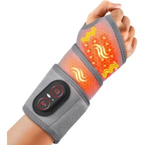 Cordless Wrist Heating Pad for Pain Relief, Wrist Massager for Carpal Tunnel, Heated Wrist Wrap Brace for Arthritis, Red Light Therapy Wrist Brace with 3000mAh Rechargeable, Gray in Kuwait