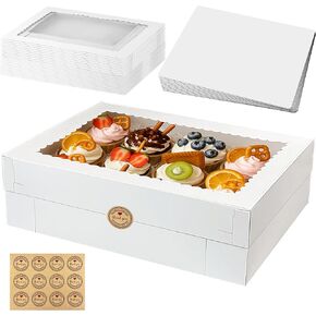 MUMULULU 10PCS White Rectangular Cake Boxes with Cake Boards 16x11x4inch Large Bakery Boxes for Sheet Cakes Cupcakes Cookies Pastries Bento Cake Box Cake Carrier for Birthday Wedding Party Holidays in Kuwait
