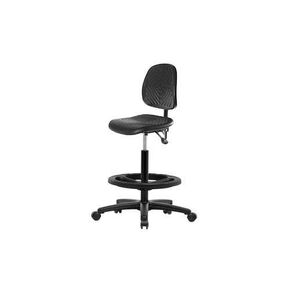 Thomas ECOM PHBCH-MB-RG-T1-A0-CF-RC كرسي مرتفع من مادة البولي يوريثين مع قاعدة نايلون سوداء مع إمالة وبدون ذراع، ظهر متوسط، حلقة قدم من الكروم، عجلات in Kuwait