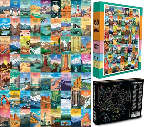 ألغاز الصور المقطوعة للمتنزهات الوطنية للبالغين 1000 قطعة مع قائمة دلو لخريطة السفر على الطريق - ألغاز كبيرة سموكي جراند كانيون يوسمايت يلوستون أكاديا تيتون صهيون جبال روكي (الحديقة الوطنية) in Saudi Arabia