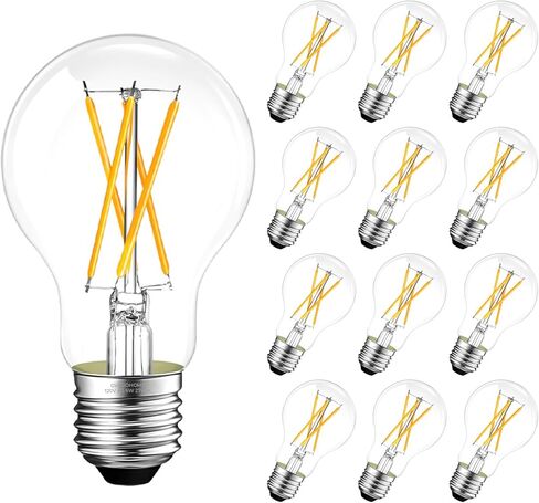 GvvooHome Dimmable E26 LED Bulb 6W، ما يعادل 60 واط، لمبات LED Edison عتيقة 2700K أبيض ناعم، A19 لمبة إضاءة LED زجاجية شفافة لمروحة السقف، 90+CRI، 600LM، 6 عبوات in Kuwait