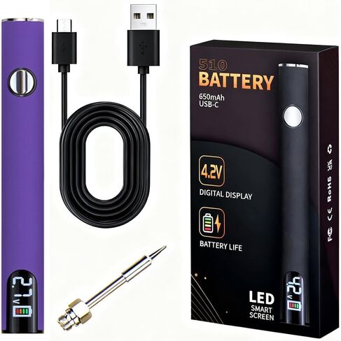 مكواة لحام لاسلكية احترافية ببطارية 510 خيط مع شاشة LED وتحكم دقيق في درجة الحرارة USB-Cقلم لحام بنفسجي كهربائي قابل لإعادة الشحن بقدرة 650 مللي أمبير في الساعة، عمل دقيق/إصلاح الأجهزة، تعديل 3 سرعات in Kuwait