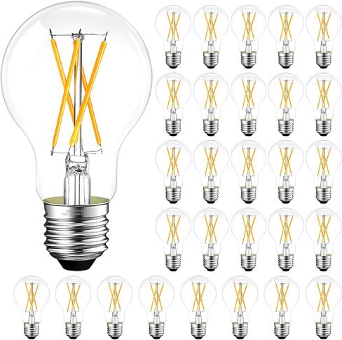 GvvooHome Dimmable E26 LED Bulb 6W, 60 watt Equivalent, Vintage LED Edison Bulbs 2700K Soft White, A19 Clear Glass LED Light Bulb for Ceiling Fan, 90+CRI, 600LM, 6 Pack in Saudi Arabia
