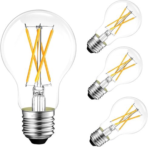 GvvooHome Dimmable E26 LED Bulb 6W, 60 watt Equivalent, Vintage LED Edison Bulbs 2700K Soft White, A19 Clear Glass LED Light Bulb for Ceiling Fan, 90+CRI, 600LM, 6 Pack in Saudi Arabia