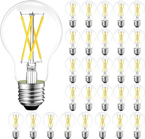 GvvooHome Dimmable E26 LED Bulb 6W, 60 watt Equivalent, Vintage LED Edison Bulbs 2700K Soft White, A19 Clear Glass LED Light Bulb for Ceiling Fan, 90+CRI, 600LM, 6 Pack in Saudi Arabia