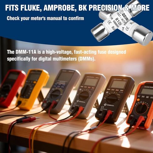 DMM-11A مصهر رقمي متعدد، 11A 1000V سريع المفعول - مصهر 10x38 مم لدقة Fluke، Amprobe، BK وغيرها من المقاييس المتعددة - يستبدل الجزء رقم 803293 in Kuwait