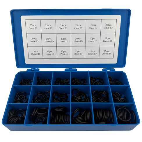 مجموعة حلقات دائرية مترية من Stone River Products 350 قطعة، 18 مقاسًا 3 مم - 20 مم معرف × 2 مم CS، مجموعة أختام مطاطية من Buna-N NBR 70A من النتريل للسيارات الهوائية الهيدروليكية، تتضمن الحافظة in Kuwait