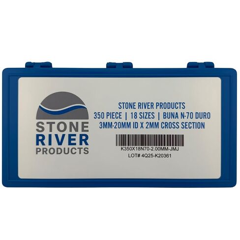 مجموعة حلقات دائرية مترية من Stone River Products 350 قطعة، 18 مقاسًا 3 مم - 20 مم معرف × 2 مم CS، مجموعة أختام مطاطية من Buna-N NBR 70A من النتريل للسيارات الهوائية الهيدروليكية، تتضمن الحافظة in Kuwait