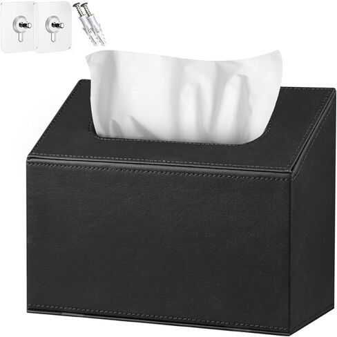 غطاء صندوق مناشف اليد من جلد البولي يوريثان من PUSU - متوافق مع مناشف اليد الورقية التي تستخدم لمرة واحدة، حامل موزع المناشف الورقية المثبت على الحائط، منظم المناديل للحمام والمطبخ والمرحاض وديكور المنزل in Kuwait