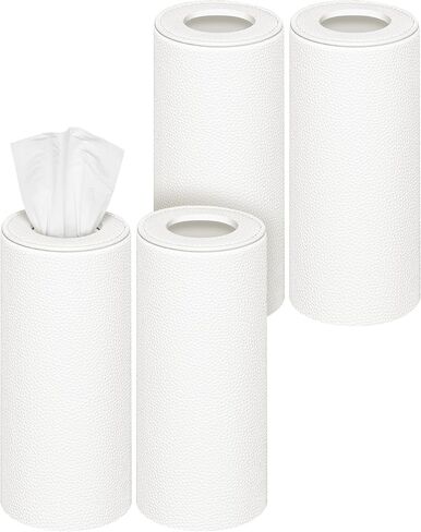 غطاء صندوق مناديل جلد PU من NiHome، 4 عبوات، متوافق مع أسطوانات مناديل الوجه Kleenex فقط، تصميم حافة مخيطة، سهل التركيب لمكتب غرفة نوم الحمام in Kuwait