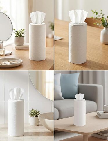 غطاء صندوق مناديل جلد PU من NiHome، 4 عبوات، متوافق مع أسطوانات مناديل الوجه Kleenex فقط، تصميم حافة مخيطة، سهل التركيب لمكتب غرفة نوم الحمام in Kuwait