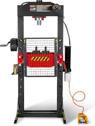 مكبس متجر هوائي/هيدروليكي بإطار على شكل حرف H من MechMaxx 30 طن مع ونش يدوي ومجموعة دبوس ضغط، إطار فولاذي ملحوم بالكامل، حارس أمان، تحكم في دواسة القدم، HSP30 in Kuwait