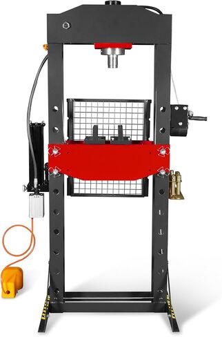 مكبس متجر هوائي/هيدروليكي بإطار على شكل حرف H من MechMaxx 30 طن مع ونش يدوي ومجموعة دبوس ضغط، إطار فولاذي ملحوم بالكامل، حارس أمان، تحكم في دواسة القدم، HSP30 in Kuwait