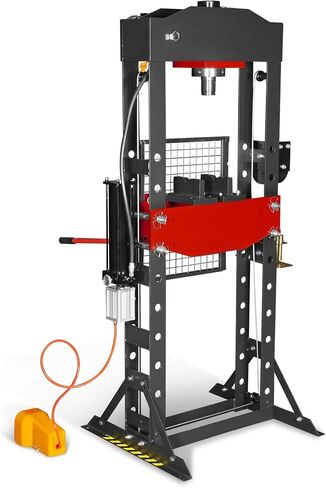 مكبس متجر هوائي/هيدروليكي بإطار على شكل حرف H من MechMaxx 30 طن مع ونش يدوي ومجموعة دبوس ضغط، إطار فولاذي ملحوم بالكامل، حارس أمان، تحكم في دواسة القدم، HSP30 in Kuwait