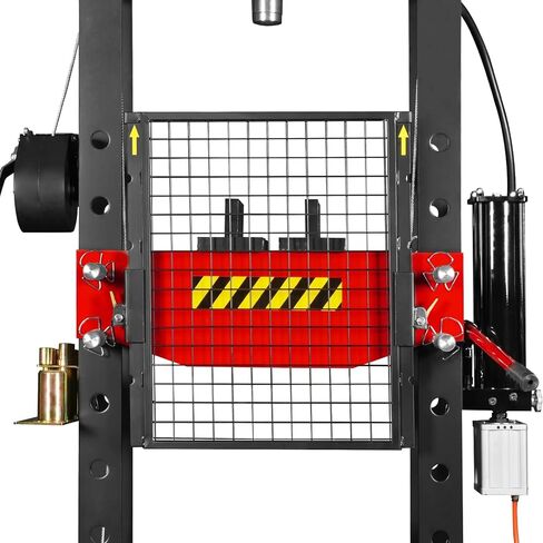 مكبس متجر هوائي/هيدروليكي بإطار على شكل حرف H من MechMaxx 30 طن مع ونش يدوي ومجموعة دبوس ضغط، إطار فولاذي ملحوم بالكامل، حارس أمان، تحكم في دواسة القدم، HSP30 in Kuwait