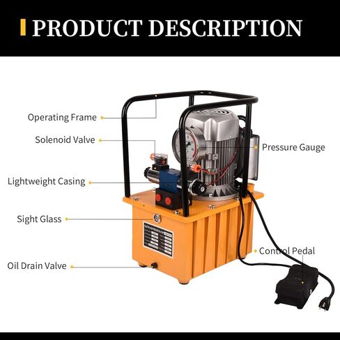 مضخة هيدروليكية تعمل بالكهرباء 750 وات وحدة طاقة هيدروليكية 110 فولت، سرعتان 10000 رطل لكل بوصة مربعة 8.4 لتر صمام الملف اللولبي مزدوج التمثيل للثقب والانحناء والرافعات المزدوجة التمثيل 8 لتر/2.1 جالون in Kuwait