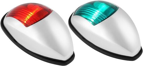 SEAFLO 03 Series Red & Green Vertical Mount LED Navigation Lights - 10-30V, 2W, 2NM Visibility, USCG Approved for Boats Up to 65 FT, CE & RoHS Certified, Chrome, 4-Year Warranty(Starboard and Port) in Saudi Arabia