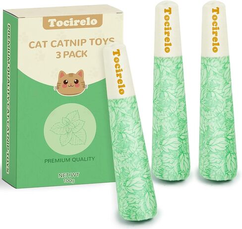Tocirelo Catnip Toys for Cats 3pack - Bite Resistant Cat Nip Toys Filled with 100% Pure 45000mg A+Organic Catnip, Safe Kitten Teething Kicker Toys, Cat Chew Toy for Indoor Cats for Stress Relieving in Saudi Arabia
