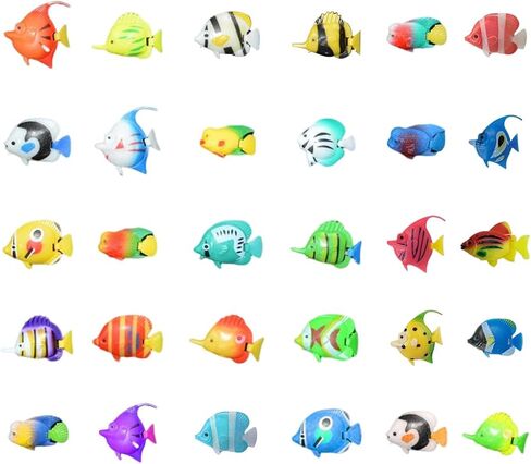 8 Pieces Artificial Aquarium Fish Tank Decorations Ornaments Plastic Lifelike Floating Fake Fish Jellyfish Seahorses Multicolor Beta Decor Accessories for Bubble Tube Lamp in Saudi Arabia