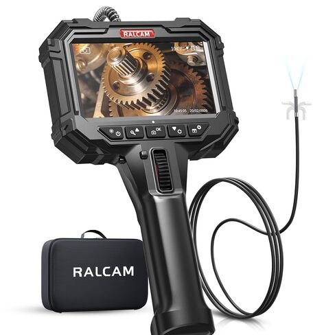 Ralcam Two-Way Articulating Borescope, 5.5mm/0.22in Slim Probe, 5" Industrial Endoscope Camera with Light, 8X Zoom with Rechargeable Battery Inspection Camera for Engine, Automotive, HVAC in Saudi Arabia