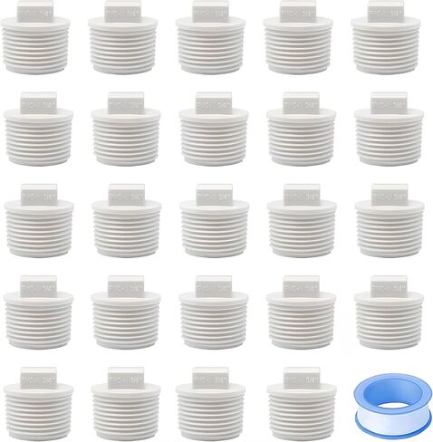 24Pack 3/4" PVC SCH40 Male Threaded Pipe End Cap Adaptor with Waterproof Tape - PVC Cleanout Plug(Includes Durable Adapters and Sealant Tape) in Kuwait